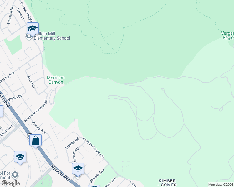 map of restaurants, bars, coffee shops, grocery stores, and more near Ridge Terrace in Fremont
