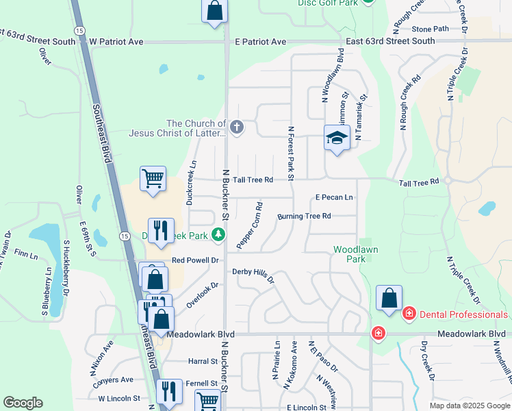 map of restaurants, bars, coffee shops, grocery stores, and more near 2027 Pepper Corn Road in Derby