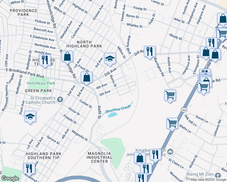 map of restaurants, bars, coffee shops, grocery stores, and more near 3125 5th Avenue in Richmond