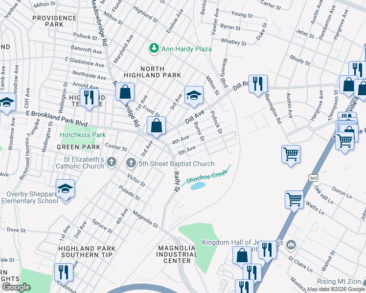map of restaurants, bars, coffee shops, grocery stores, and more near 3017 4th Avenue in Richmond