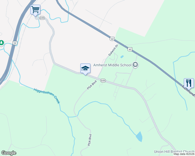 map of restaurants, bars, coffee shops, grocery stores, and more near 202 Dulwich Drive in Amherst