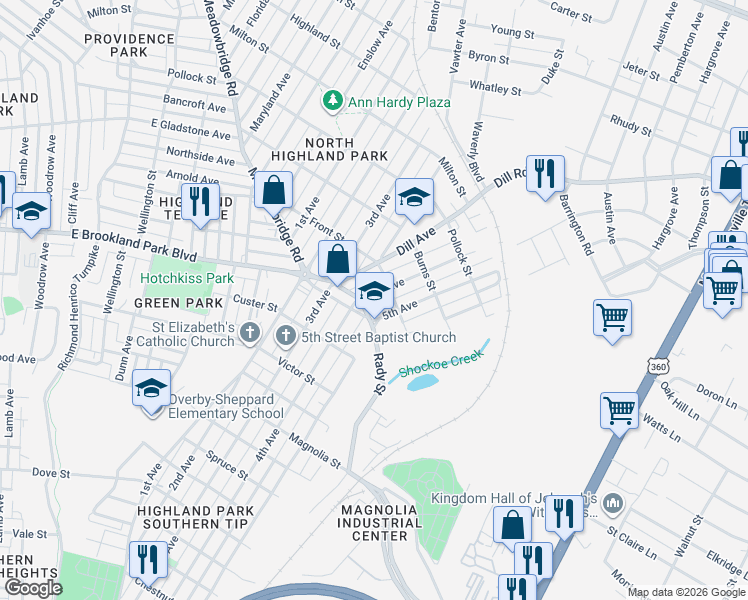 map of restaurants, bars, coffee shops, grocery stores, and more near 3017 4th Avenue in Richmond