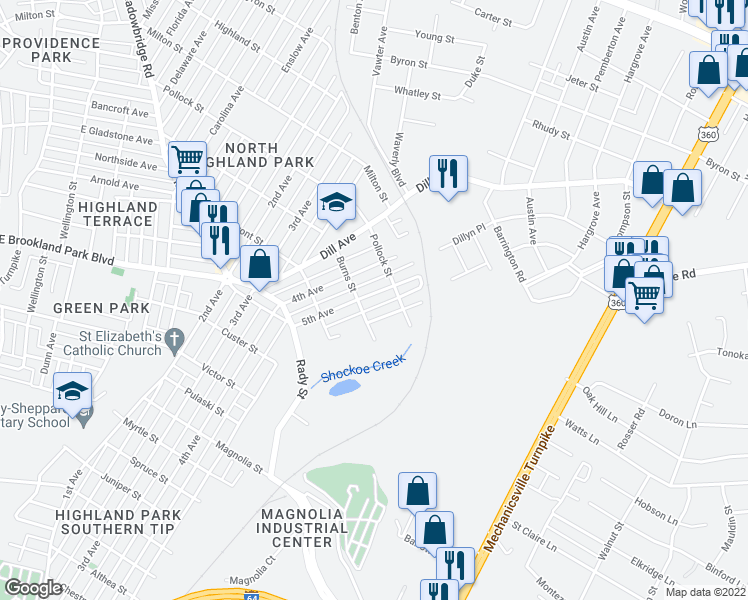 map of restaurants, bars, coffee shops, grocery stores, and more near 3209 5th Avenue in Richmond