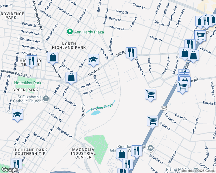 map of restaurants, bars, coffee shops, grocery stores, and more near 3223 5th Avenue in Richmond