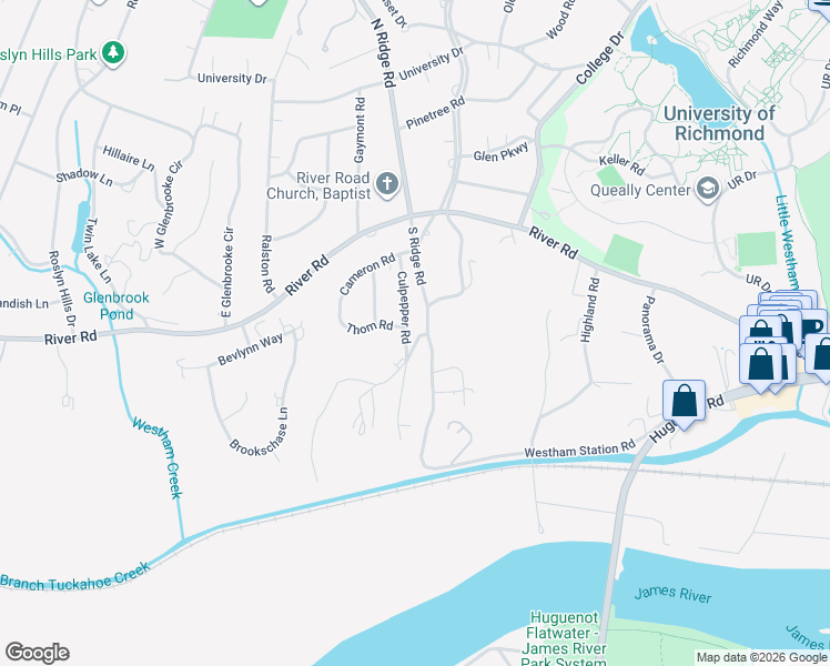map of restaurants, bars, coffee shops, grocery stores, and more near 201 Ross Road in Richmond