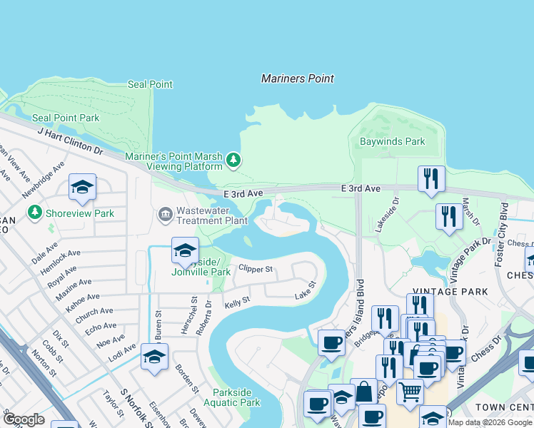 map of restaurants, bars, coffee shops, grocery stores, and more near 567 Starboard Drive in San Mateo