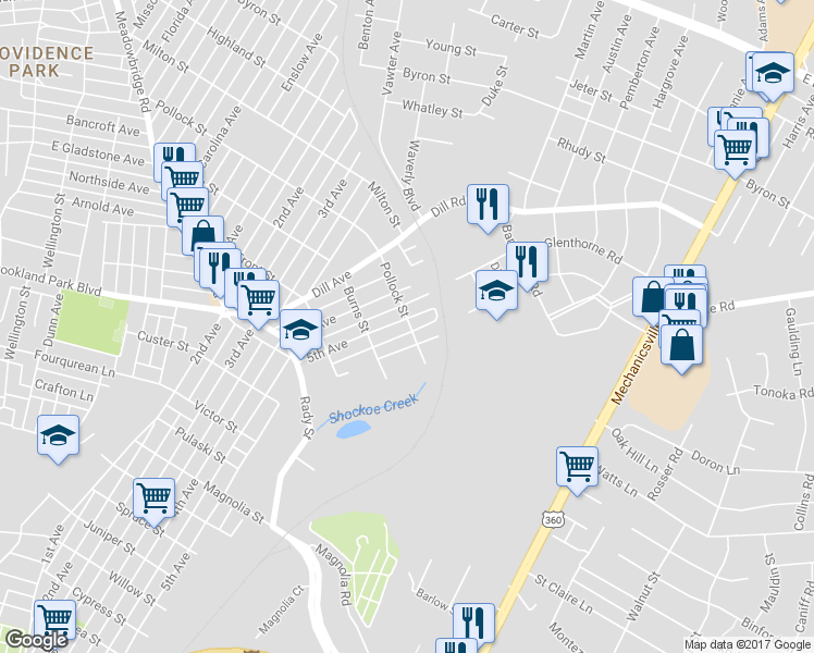 map of restaurants, bars, coffee shops, grocery stores, and more near 3231 5th Avenue in Richmond