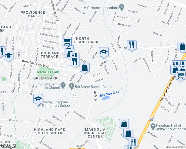 map of restaurants, bars, coffee shops, grocery stores, and more near 3012 4th Avenue in Richmond