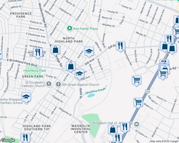 map of restaurants, bars, coffee shops, grocery stores, and more near 3110 5th Avenue in Richmond