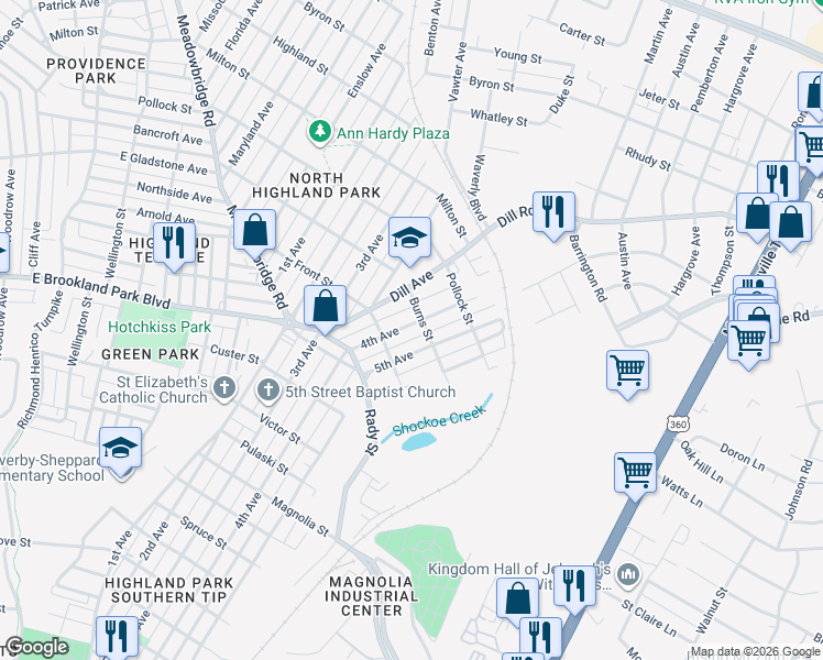 map of restaurants, bars, coffee shops, grocery stores, and more near 3110 5th Avenue in Richmond