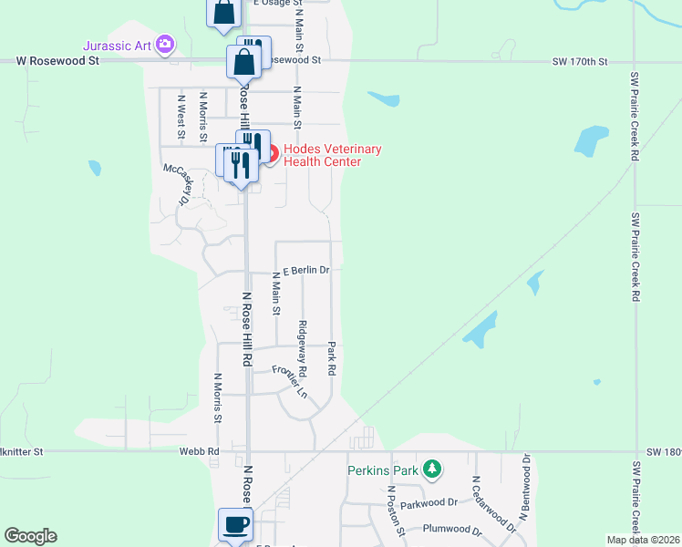 map of restaurants, bars, coffee shops, grocery stores, and more near 702-974 Park Road in Rose Hill