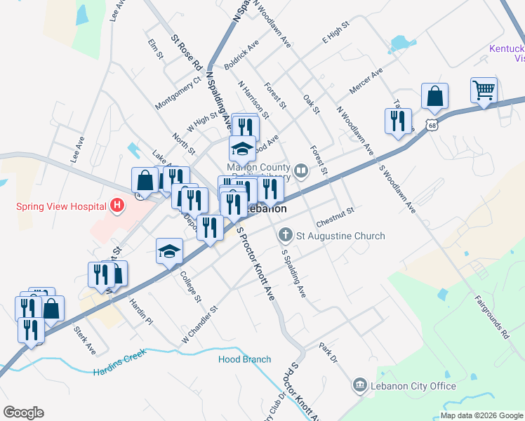 map of restaurants, bars, coffee shops, grocery stores, and more near in Lebanon