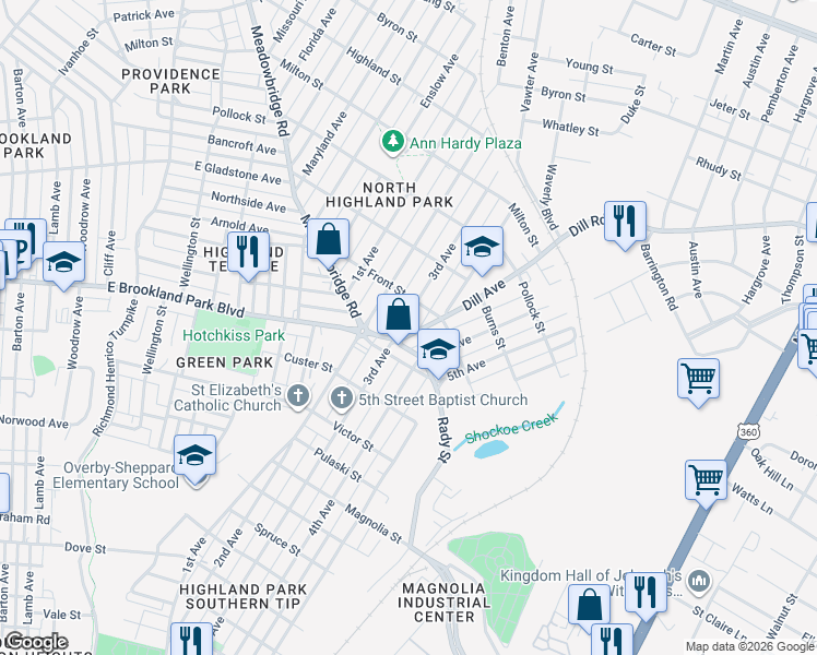 map of restaurants, bars, coffee shops, grocery stores, and more near 3022 3rd Avenue in Richmond