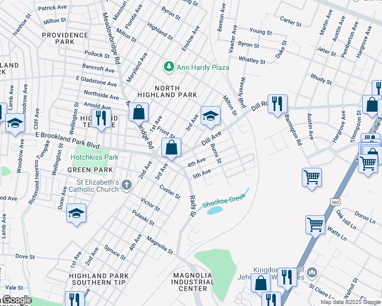 map of restaurants, bars, coffee shops, grocery stores, and more near 3029 Dill Avenue in Richmond