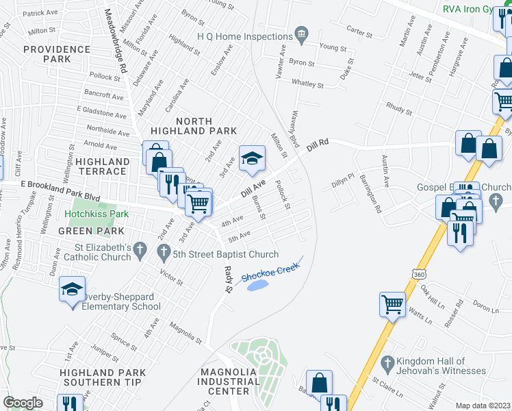 map of restaurants, bars, coffee shops, grocery stores, and more near in 