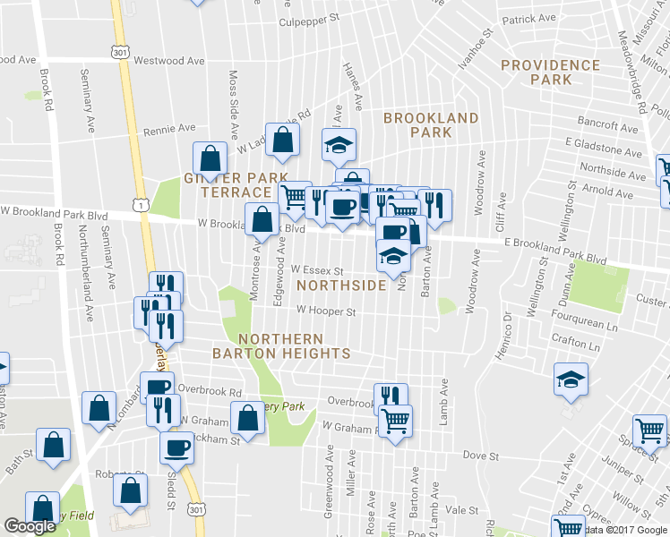 map of restaurants, bars, coffee shops, grocery stores, and more near 2901 Fendall Avenue in Richmond