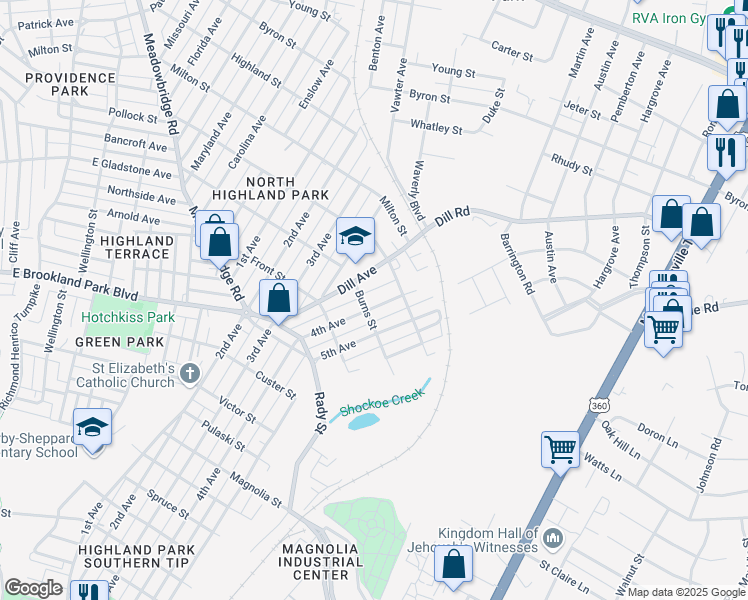 map of restaurants, bars, coffee shops, grocery stores, and more near 3208 4th Avenue in Richmond