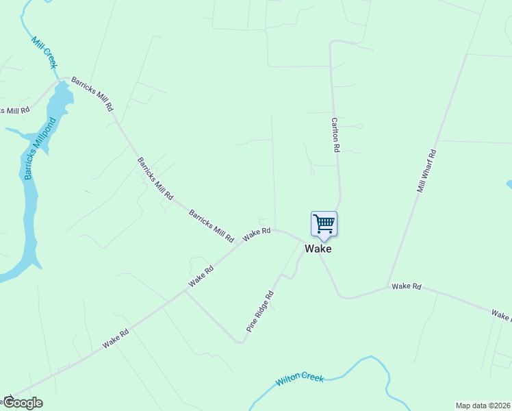 map of restaurants, bars, coffee shops, grocery stores, and more near 1171 Wake Road in Wake