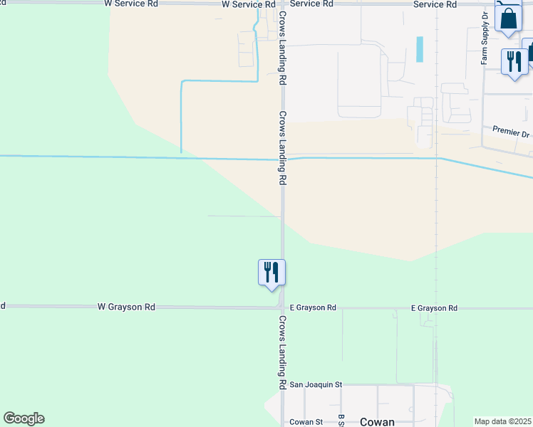 map of restaurants, bars, coffee shops, grocery stores, and more near 121 Bragg Road in Modesto
