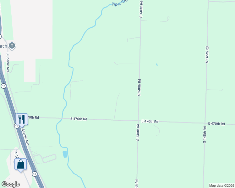 map of restaurants, bars, coffee shops, grocery stores, and more near 4681 South 138th Road in Bolivar