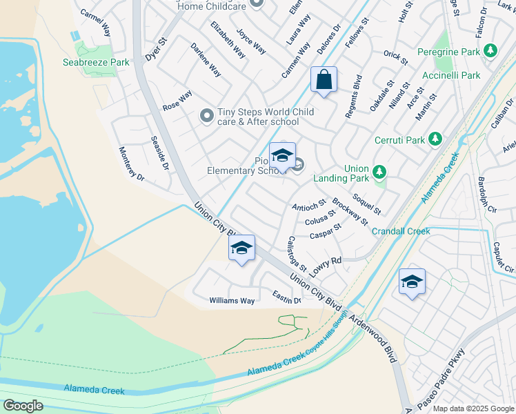 map of restaurants, bars, coffee shops, grocery stores, and more near 4968 Antioch Loop in Union City