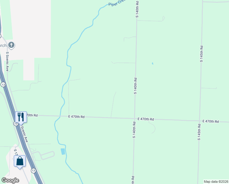 map of restaurants, bars, coffee shops, grocery stores, and more near 4681 South 138th Road in Bolivar