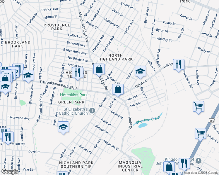 map of restaurants, bars, coffee shops, grocery stores, and more near 3006 2nd Avenue in Richmond