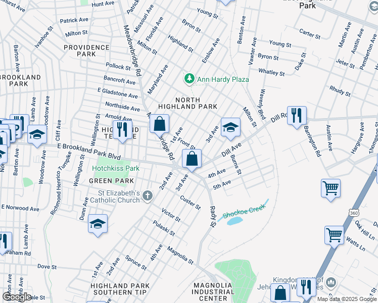 map of restaurants, bars, coffee shops, grocery stores, and more near 3017 2nd Avenue in Richmond