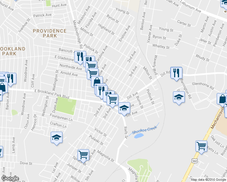 map of restaurants, bars, coffee shops, grocery stores, and more near 3022 3rd Avenue in Richmond
