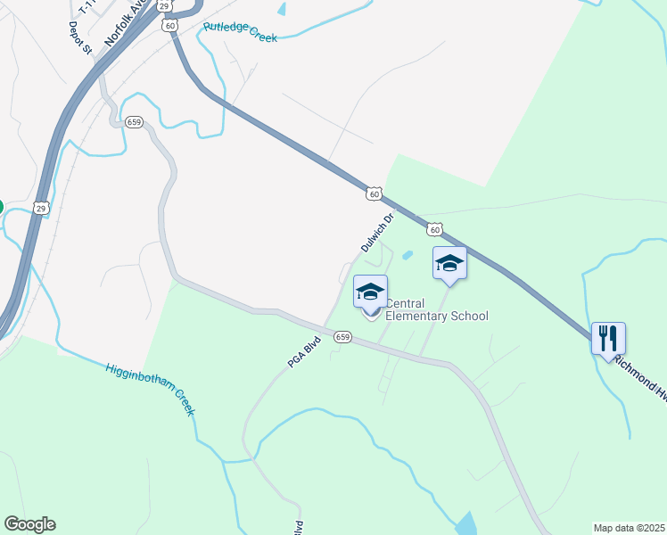 map of restaurants, bars, coffee shops, grocery stores, and more near 164 Dulwich Drive in Amherst