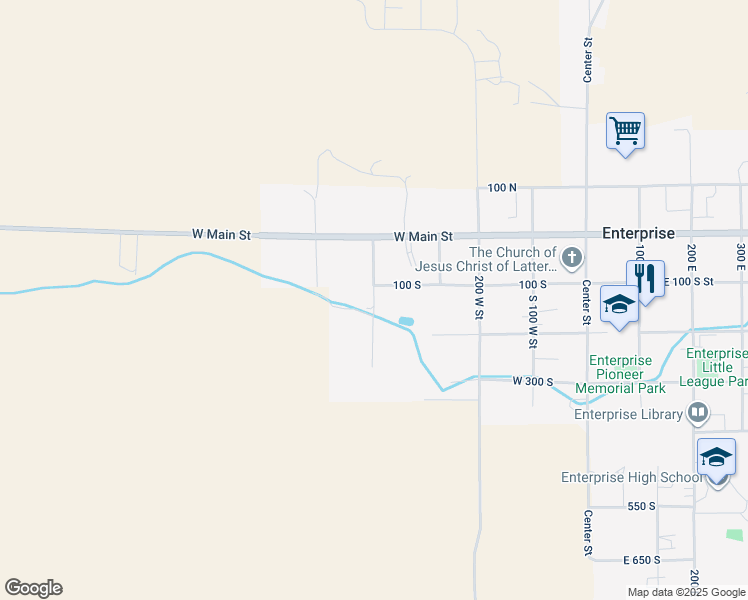 map of restaurants, bars, coffee shops, grocery stores, and more near 231 South 400 West in Enterprise