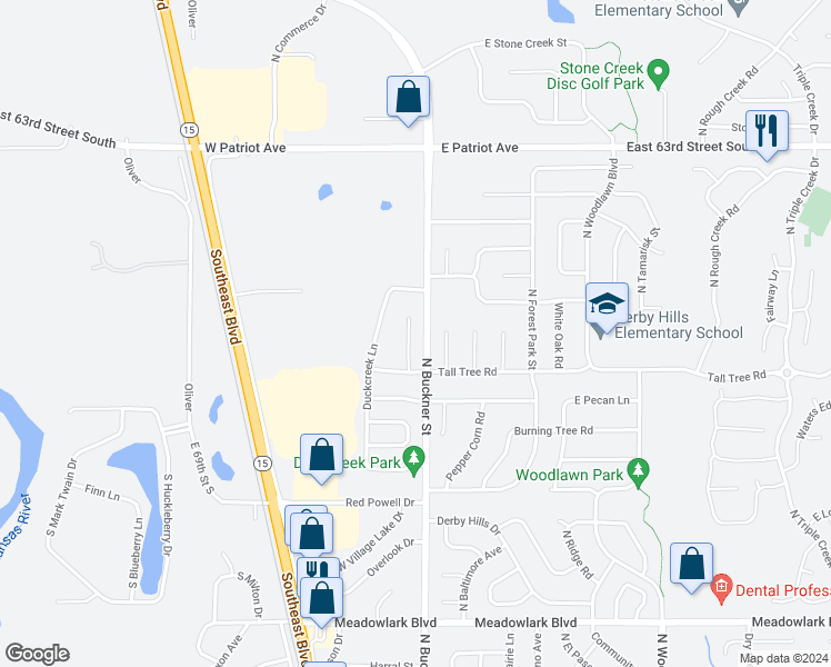 map of restaurants, bars, coffee shops, grocery stores, and more near 2230 Horseshoe Circle in Derby