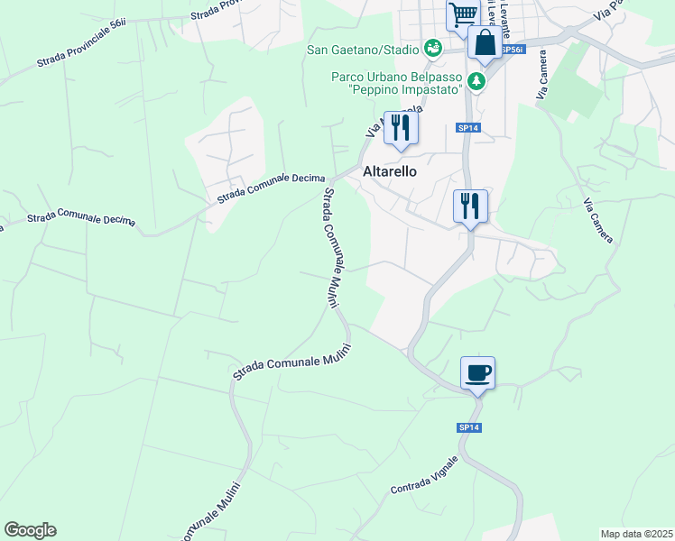 map of restaurants, bars, coffee shops, grocery stores, and more near in Metropolitan city of Catania