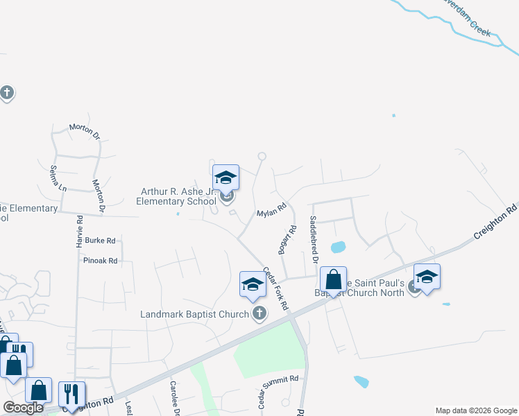 map of restaurants, bars, coffee shops, grocery stores, and more near 4100 Clarendon Road in Richmond