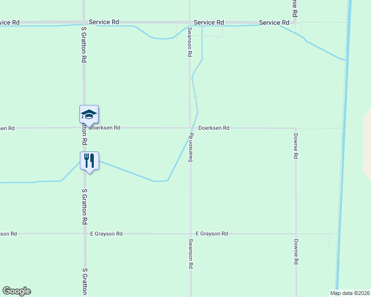 map of restaurants, bars, coffee shops, grocery stores, and more near 4621 Swanson Road in Denair