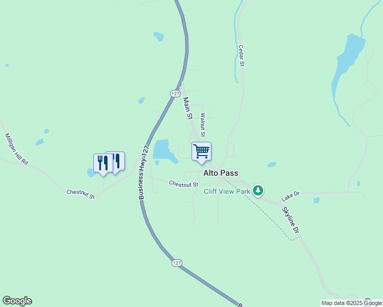 map of restaurants, bars, coffee shops, grocery stores, and more near 207-329 N Elm St in Alto Pass