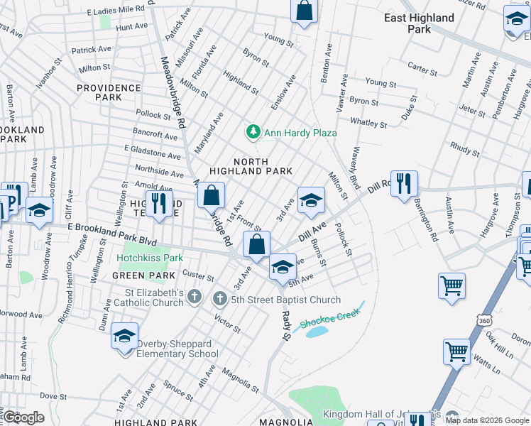 map of restaurants, bars, coffee shops, grocery stores, and more near 3117 2nd Avenue in Richmond
