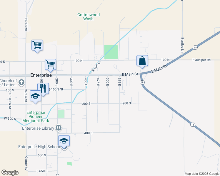 map of restaurants, bars, coffee shops, grocery stores, and more near in Enterprise