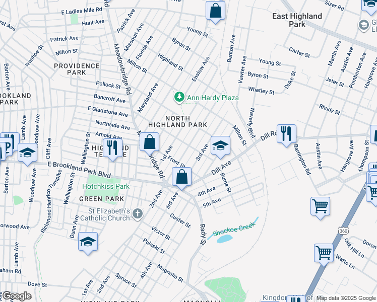 map of restaurants, bars, coffee shops, grocery stores, and more near 3121 2nd Avenue in Richmond