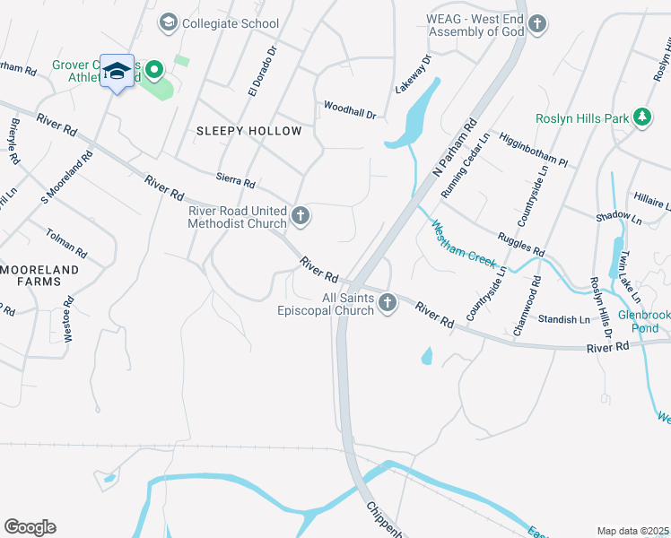 map of restaurants, bars, coffee shops, grocery stores, and more near 8796 River Road in Henrico