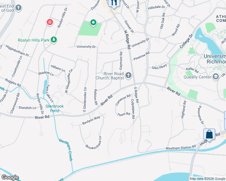 map of restaurants, bars, coffee shops, grocery stores, and more near 8104 River Road in Tuckahoe