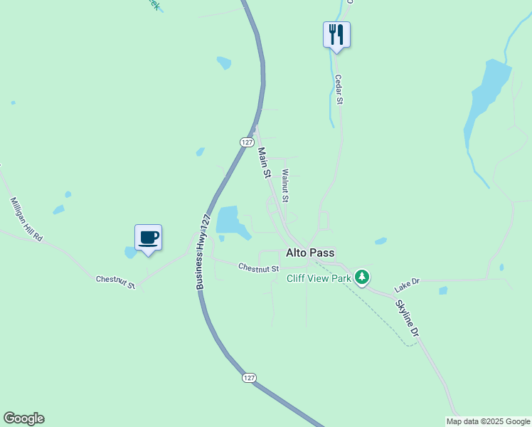 map of restaurants, bars, coffee shops, grocery stores, and more near 329 N Elm St in Alto Pass