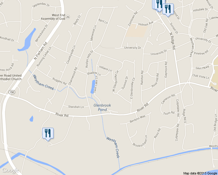 map of restaurants, bars, coffee shops, grocery stores, and more near 14 West Glenbrooke Circle in Henrico