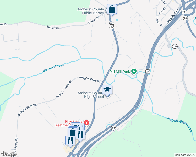 map of restaurants, bars, coffee shops, grocery stores, and more near 229-313 Waugh's Ferry Road in Amherst