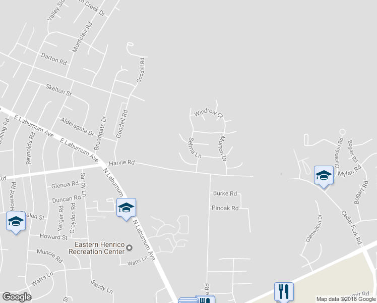 map of restaurants, bars, coffee shops, grocery stores, and more near 1408 Selma Lane in Richmond