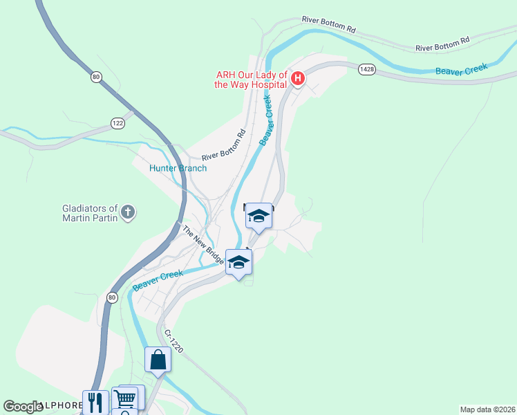 map of restaurants, bars, coffee shops, grocery stores, and more near in Martin