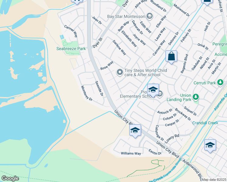 map of restaurants, bars, coffee shops, grocery stores, and more near 4853 Sally Court in Union City