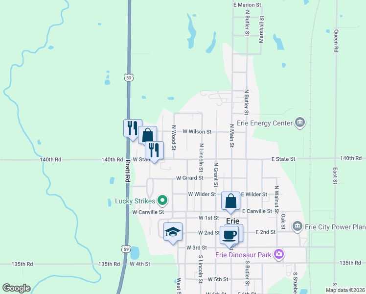 map of restaurants, bars, coffee shops, grocery stores, and more near 520-544 Webster Ct in Erie