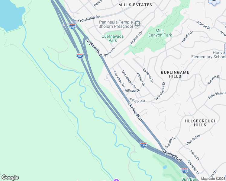 map of restaurants, bars, coffee shops, grocery stores, and more near 60 Loma Vista Drive in Burlingame
