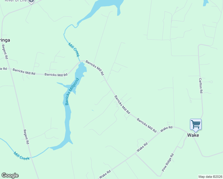 map of restaurants, bars, coffee shops, grocery stores, and more near 961 Barricks Mill Road in Wake